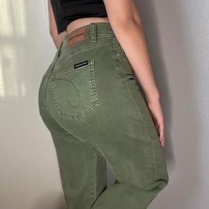 CALVIN KLEIN GREEN WIDE LEG JEANS